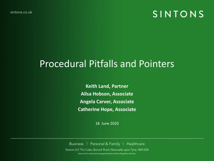 procedural pitfalls and pointers