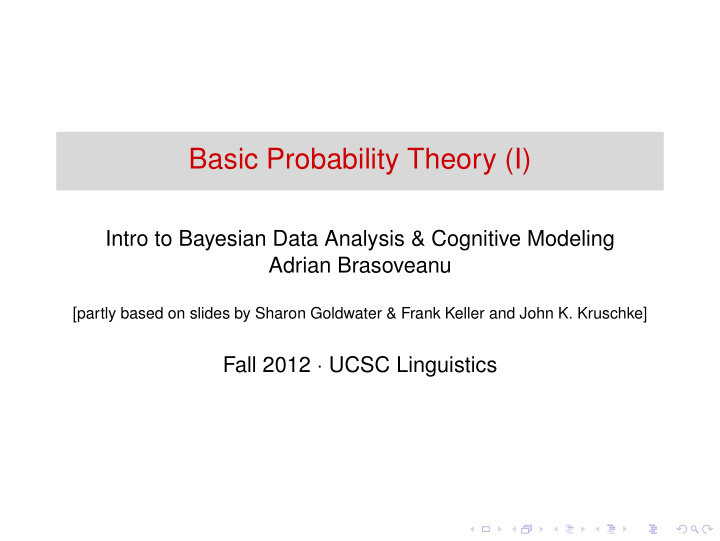 basic probability theory i