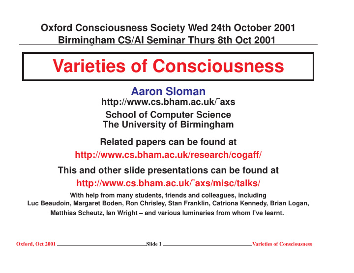 varieties of consciousness