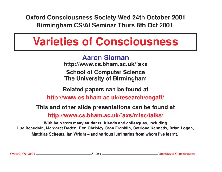 varieties of consciousness