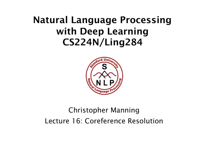 natural language processing with deep learning cs224n