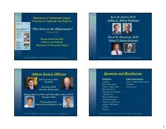 Sponsors and Benefactors  Abbott Society Officers  Exhibitors  Educational Grants  John Costouros,