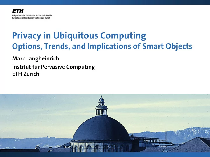 privacy in ubiquitous computing