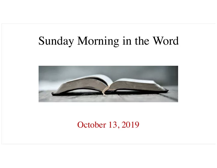 sunday morning in the word