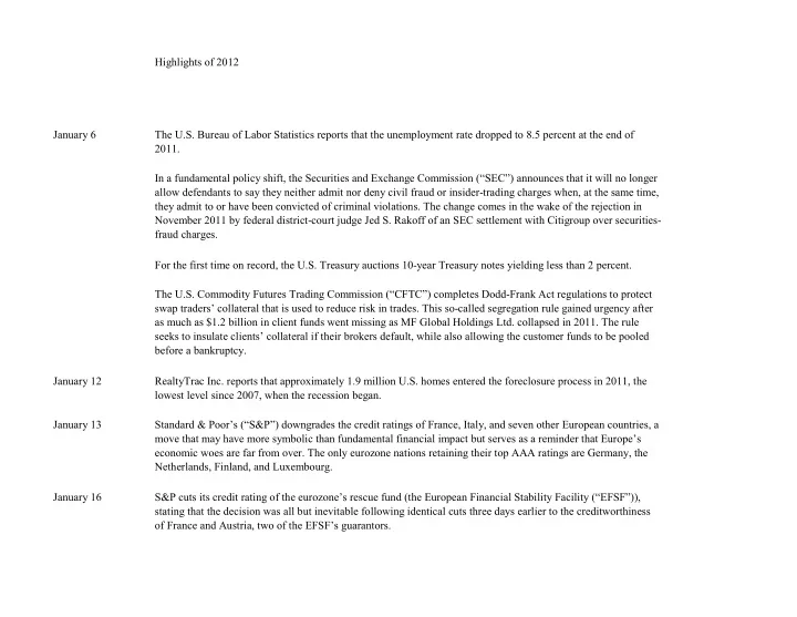 highlights of 2012 january 6 the u s bureau of labor