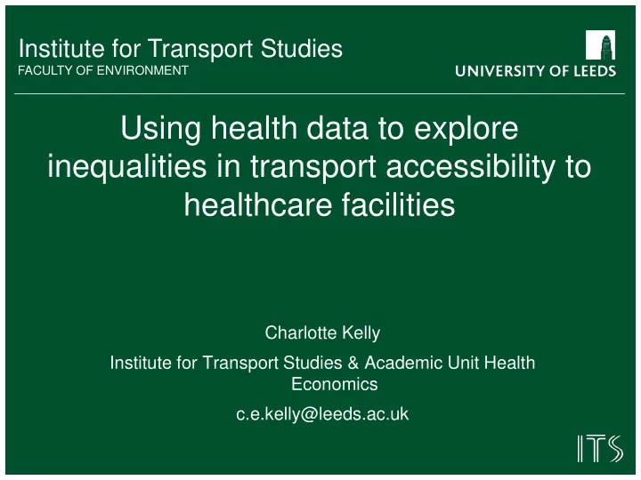 inequalities in transport accessibility to