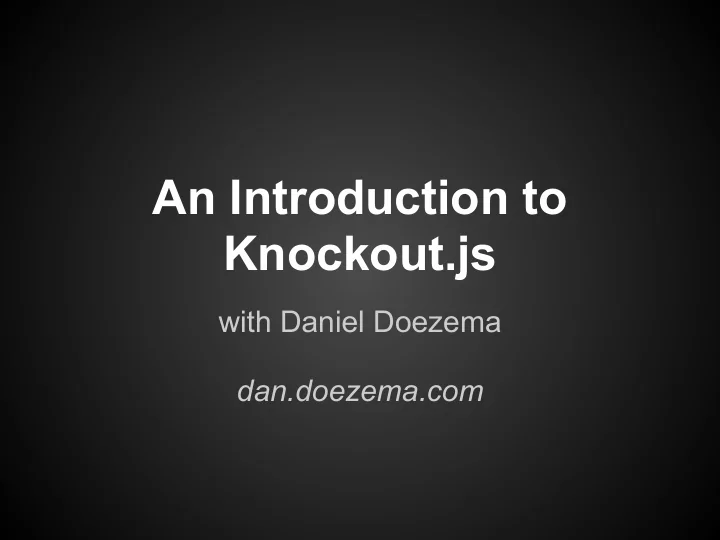 an introduction to knockout js
