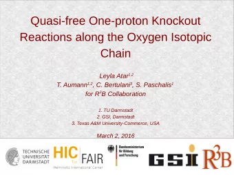 Quasi-free One-proton Knockout  Reactions along the Oxygen Isotopic  Chain Leyla Atar 1,2 T. Aumann