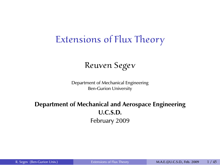 extensions of flux theory