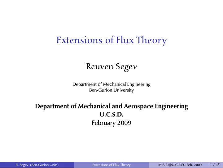 extensions of flux theory