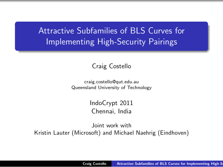 attractive subfamilies of bls curves for implementing