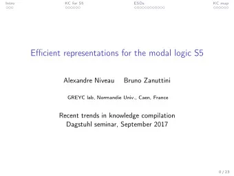 Efficient representations for the modal logic S5  Alexandre Niveau  Bruno Zanuttini  GREYC lab,
