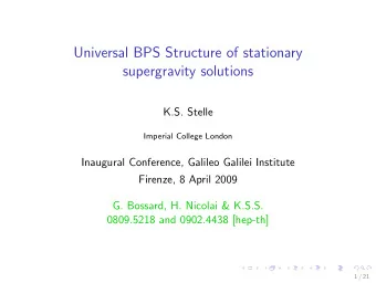Universal BPS Structure of stationary  supergravity solutions  K.S. Stelle  Imperial College London
