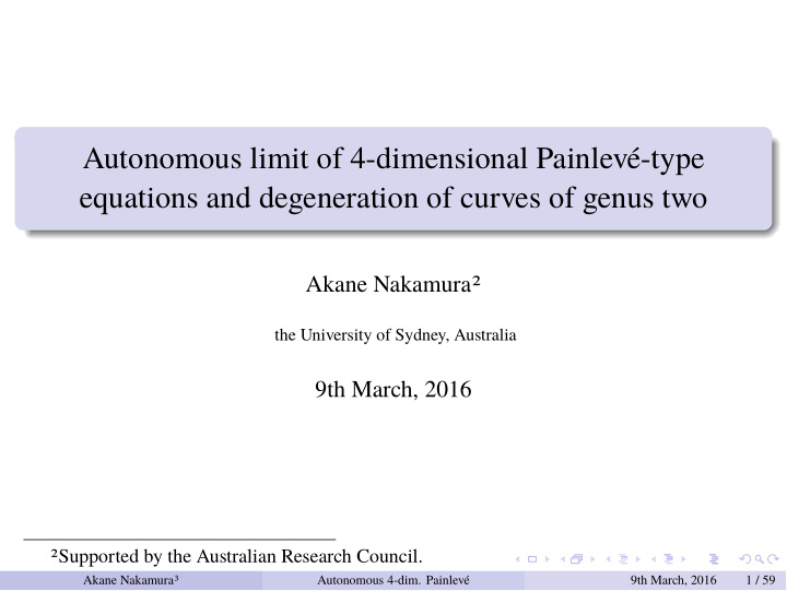 autonomous limit of 4 dimensional painlev type equations