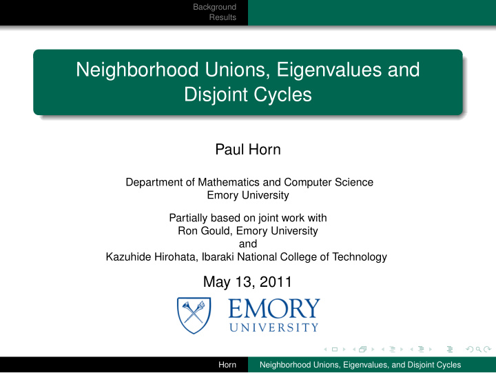 neighborhood unions eigenvalues and disjoint cycles