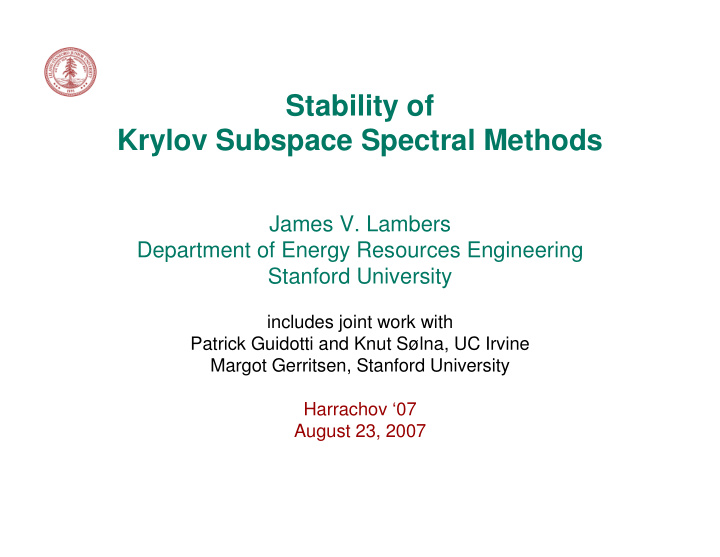 stability of krylov subspace spectral methods