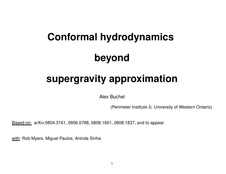 conformal hydrodynamics beyond supergravity approximation