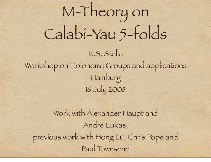 m theory on calabi yau 5 folds