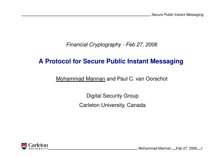 a protocol for secure public instant messaging
