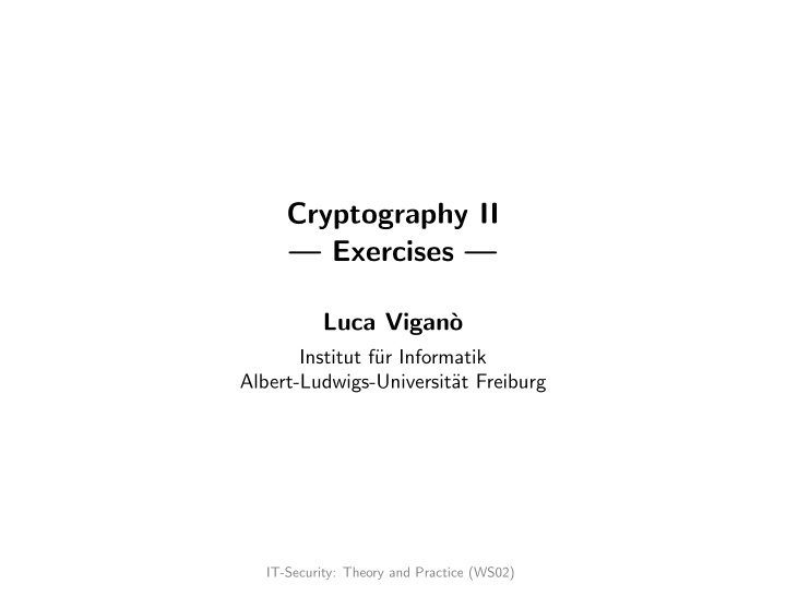 cryptography ii exercises