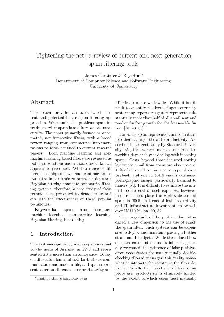 tightening the net a review of current and next