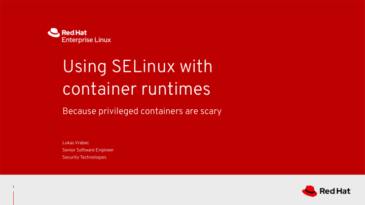 using selinux with container runtimes