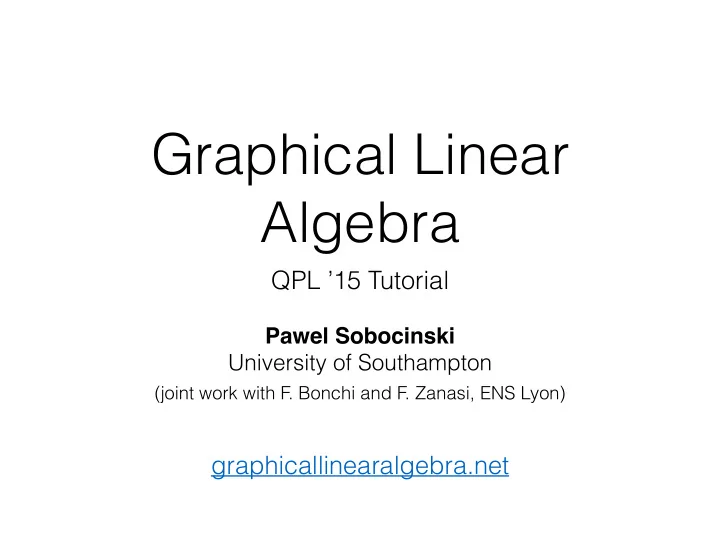 graphical linear algebra