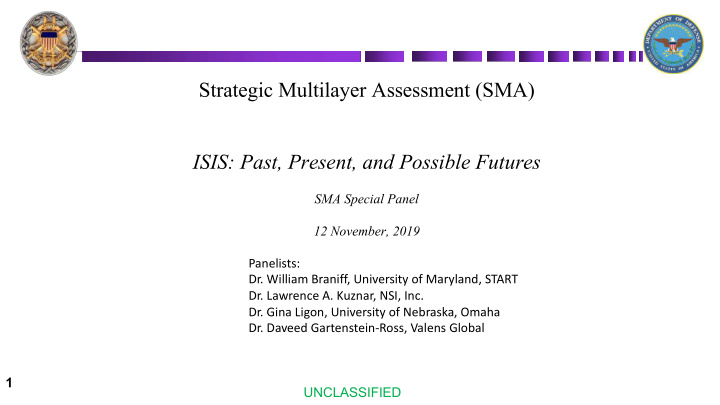 strategic multilayer assessment sma isis past present and