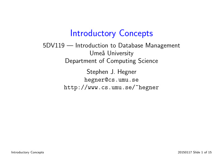 introductory concepts