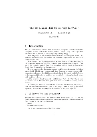 The file slides.fdd for use with L A T EX2  .   Frank Mittelbach  Rainer Sch  opf