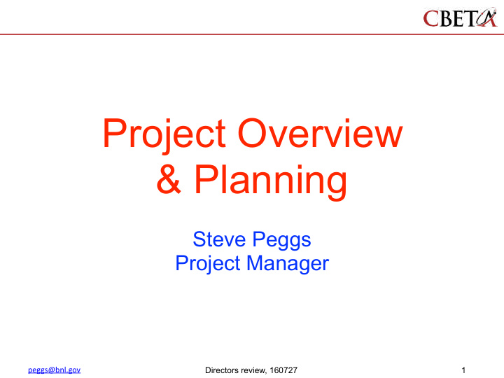 project overview planning