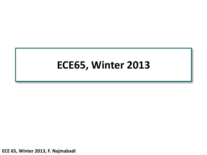 ece65 winter 2013