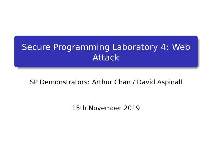 secure programming laboratory 4 web attack