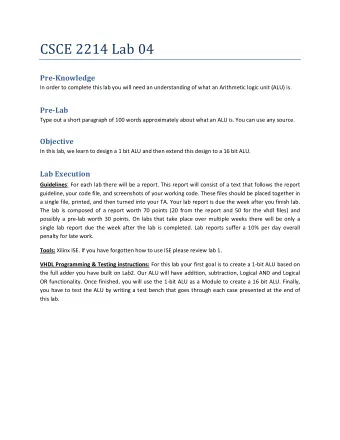 Pre-Knowledge  In order to complete this lab