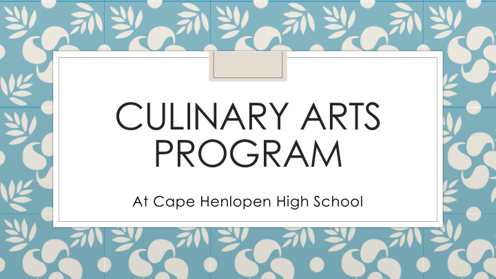 culinary arts program