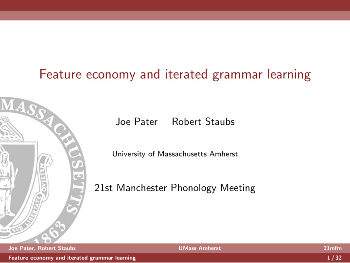 feature economy and iterated grammar learning