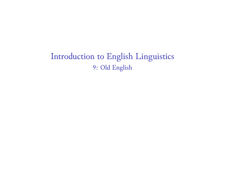 introduction to english linguistics