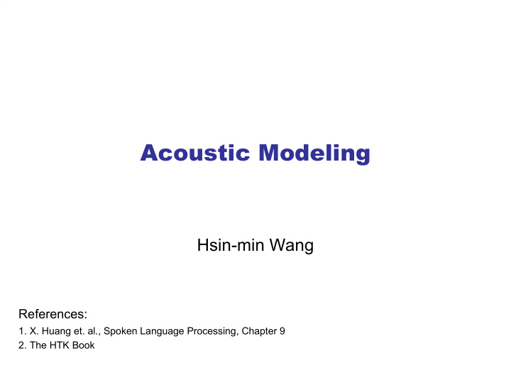 acoustic modeling