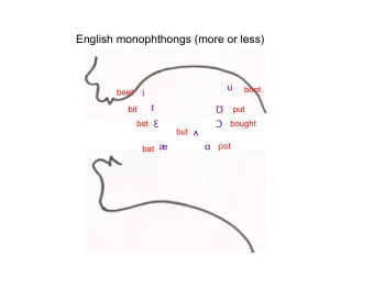 English monophthongs (more or less) u boot beet i  bit    put bought     bet   but pot