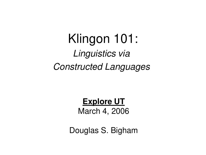 klingon 101