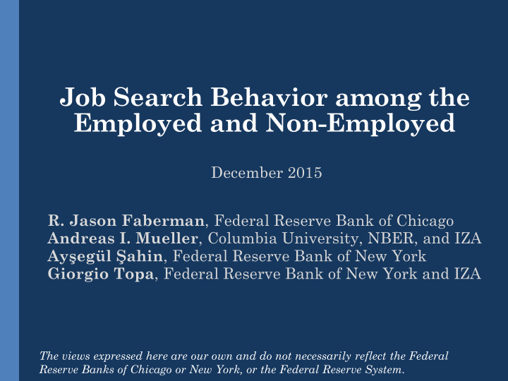 job search behavior among the employed and non employed