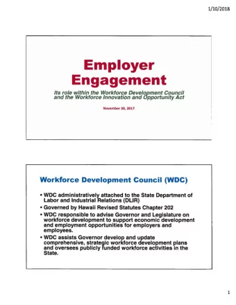 Engagement Its role within the Work force Develofiment Council and the Workforce Innovation and