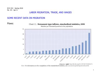 LABOR MIGRATION, TRADE, AND WAGES  SOME RECENT DATA ON MIGRATION  Flows:  1  Temporary-type