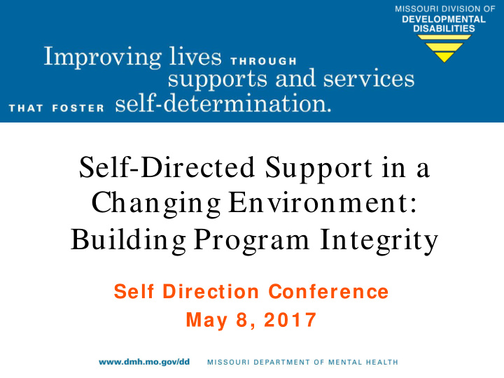 self directed support in a changing environment building