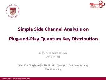 Simple Side Channel Analysis on  Plug-and-Play Quantum Key Distribution  CHES 2018 Rump Session