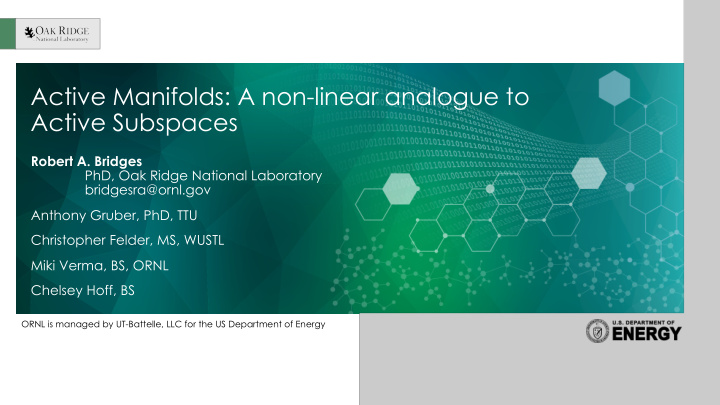 active manifolds a non linear analogue to active subspaces