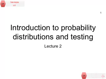 Introduction to probability  distributions and testing  Lecture 2  Summary of this week  This