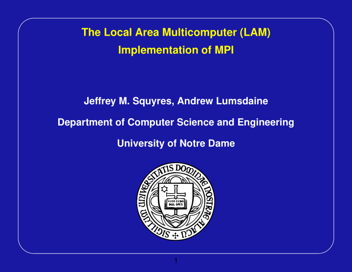 the local area multicomputer lam implementation of mpi