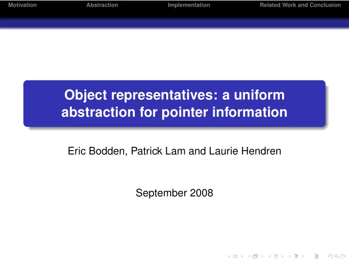 object representatives a uniform abstraction for pointer