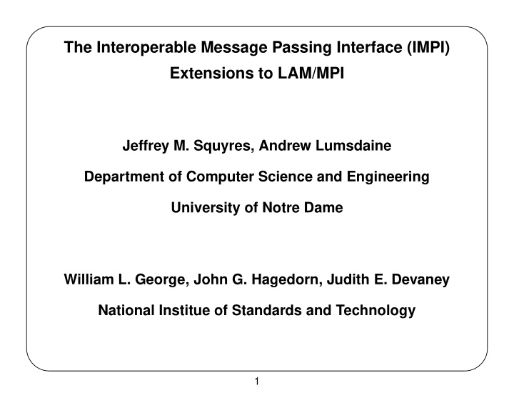 the interoperable message passing interface impi